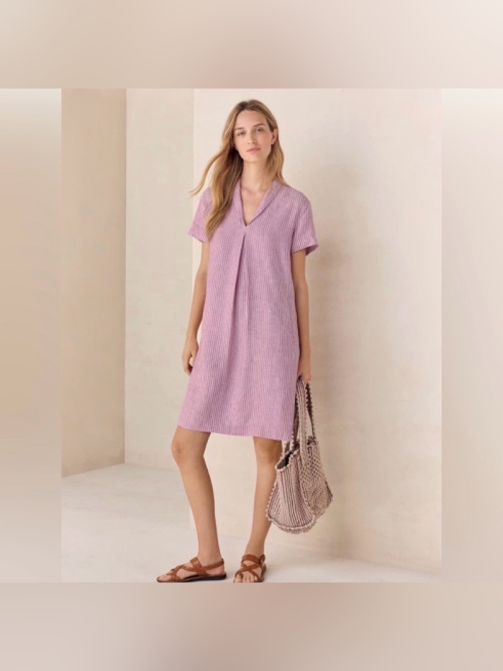 Pure J. Jill Relaxed V-Neck Short Sleeve Shift Dress in Dusty Lilac Size XS